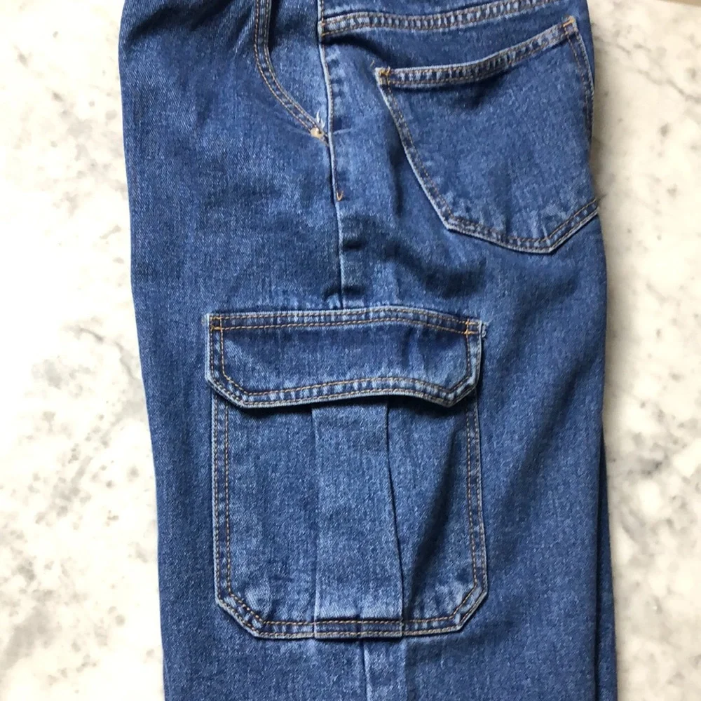 The Frankie Shop Blue Denim Cargo Jeans Wide leg Size S - Picture 6 of 13